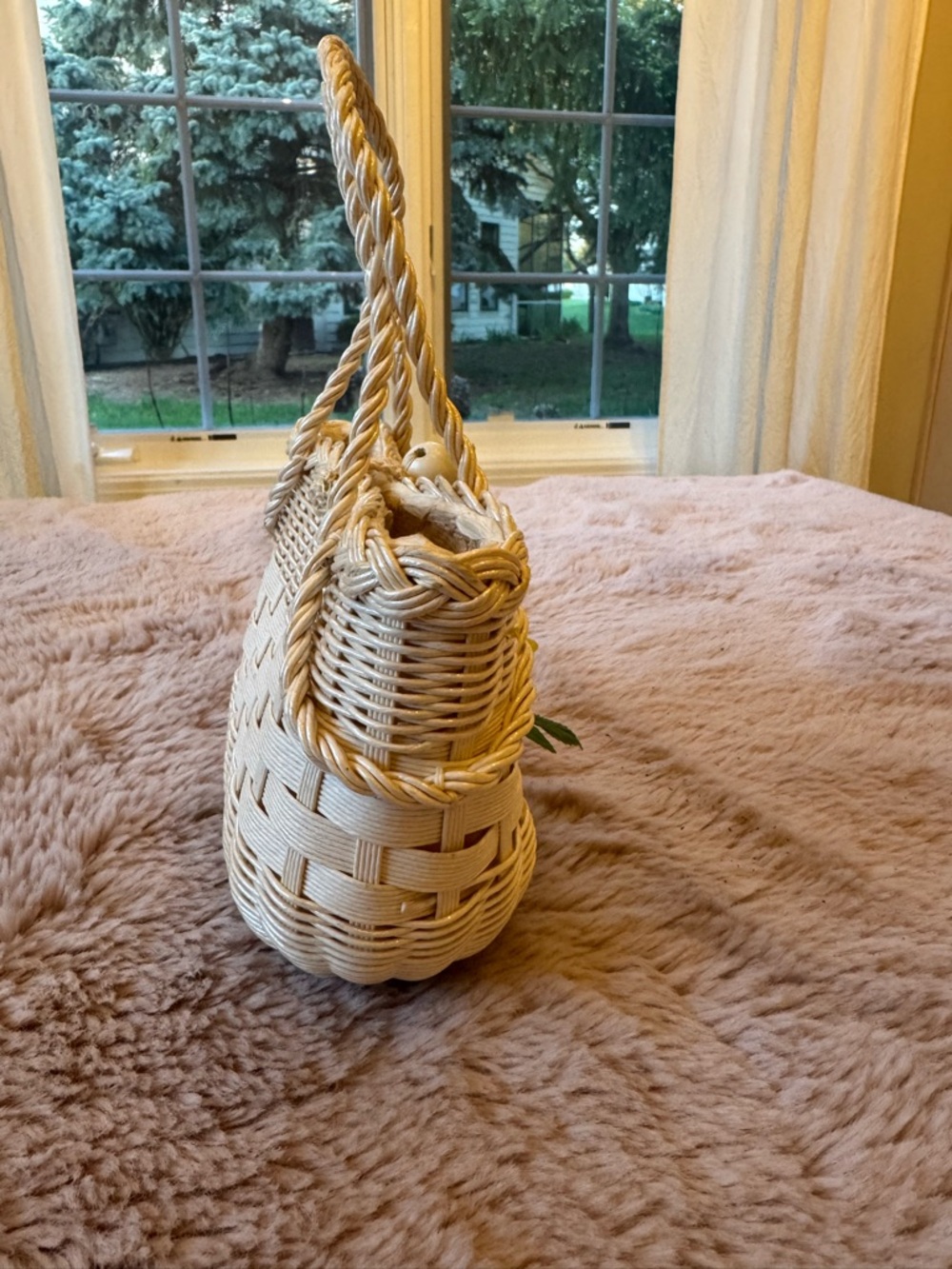1950s - 60s Made in Japan Wicker Floral Basket Purse - Picture 4 of 7